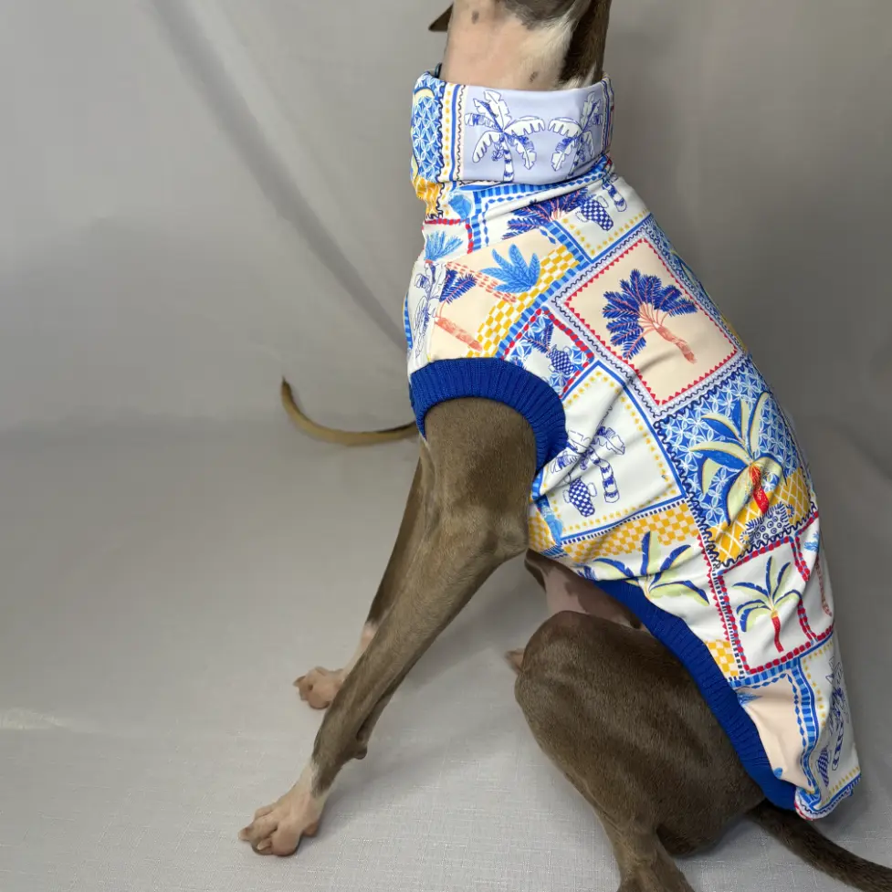 Kevin modelling Paradise Palms SPF50+ swimmers - sitting on side facing left