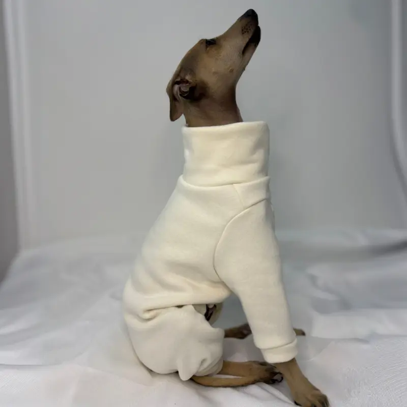 Douglas Modelling The Sighthound Collections Full Suite Cream Puff suite in cream colored sweater fabric